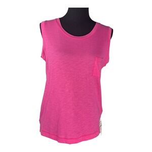 Madewell Whisper Cotton Crewneck Pocket Tee Muscle Tank In Azalea Size XS Casual